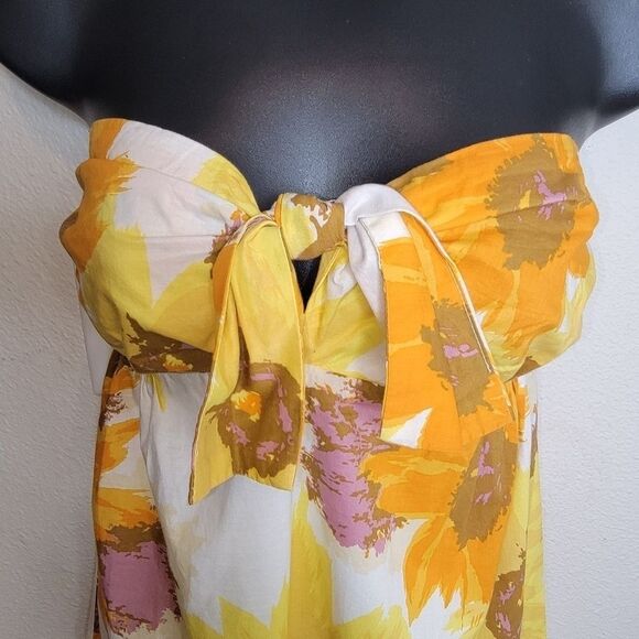 J Crew Floral Strapless Tunic Dress  Yellow mini Size Small - Picture 4 of 7